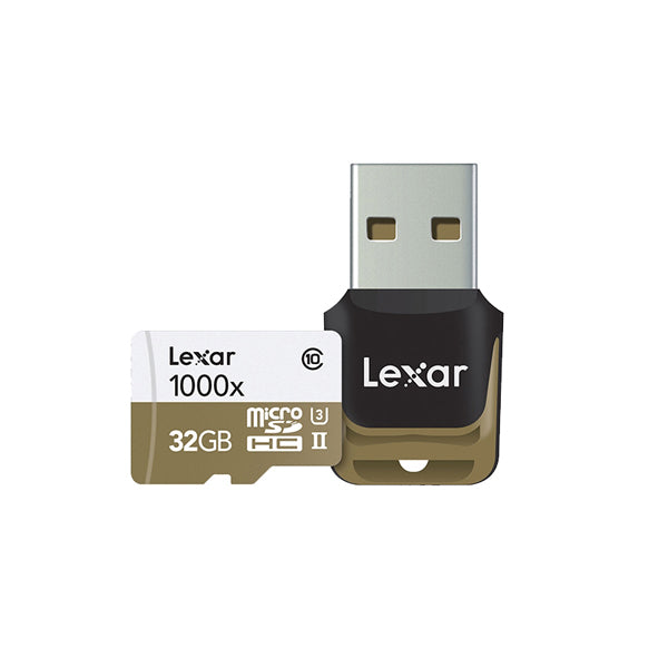 LEXAR Micro-SD 32GB 1000x 150MB/s UHS-II ADATTATORE USB LEXAR Micro-SD 32GB 1000x 150MB/s UHS-II ADATTATORE USB